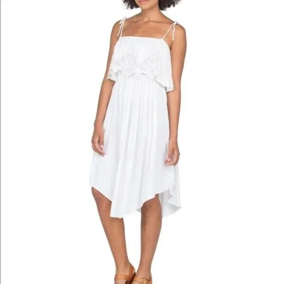 chinese dress ladies Everlane Lace Trim Popover Dress in White, Size XXS, Cotton main image 1
